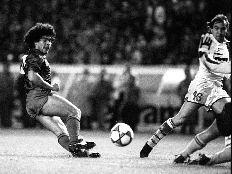 <p>Playing for Barcelona in 1982</p>AFP/Getty