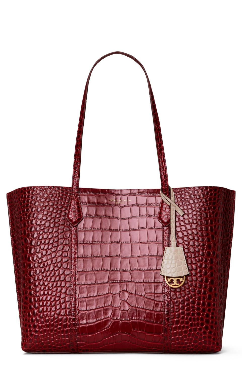 Tory Burch Perry Croc Embossed Leather Tote