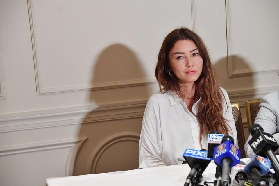 At his 2020 New York trial, Weinstein was convicted of sexually assaulting Mimi Haley, pictured at a press conference in 2017 (Getty Images)