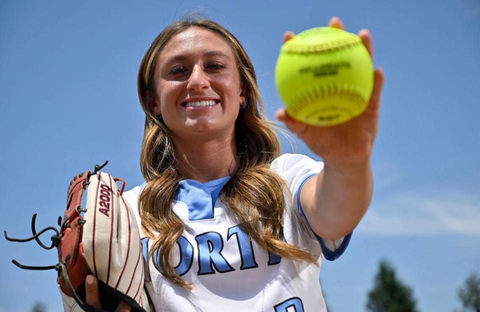 Clovis North senior Ryan Maddox has for the third time been named the Bee’s Softball Player of the Year. Photographed Tuesday, June 13, 2023 in Fresno.