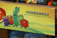 In this Friday, Jan. 18, 2019, photo, a misfits vegetable display is seen in the imperfect produce section at the Hy-Vee grocery store in Urbandale, Iowa. The supplier of the Misfits produce to supermarkets, Robinson Fresh, said about 300 grocery locations still sell the fruits and vegetables, including the Hy-Vee stores. But other regional chains including Meijer in the Midwest and Price Chopper in the Northeast said they stopped carrying Misfits. (AP Photo/Charlie Neibergall)