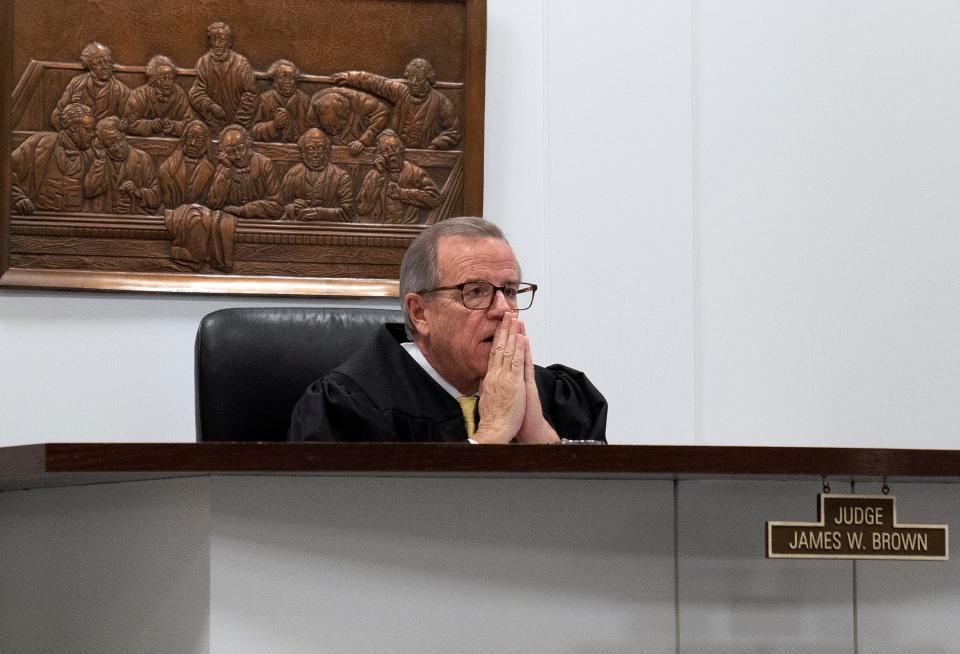 Judge James W. Brown pauses during the sentencing of Nasir Ndiaye, 17, on Thursday in Franklin County Court of Common Pleas Juvenile Division. Ndiaye was 15 when he fatally shot TréVon Dickson outside the latter's apartment building in 2021.