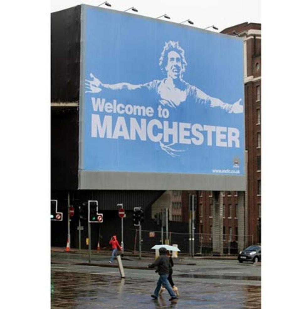 The famous billboard when Carlos Tevez joined Manchester City (Getty Images)