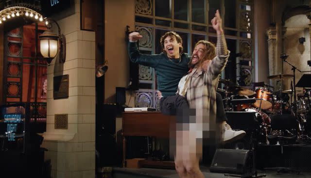 <p>Saturday Night Live/ YouTube</p> Jason Momoa and Marcello Hernandez in a promo for 'Saturday Night Live'