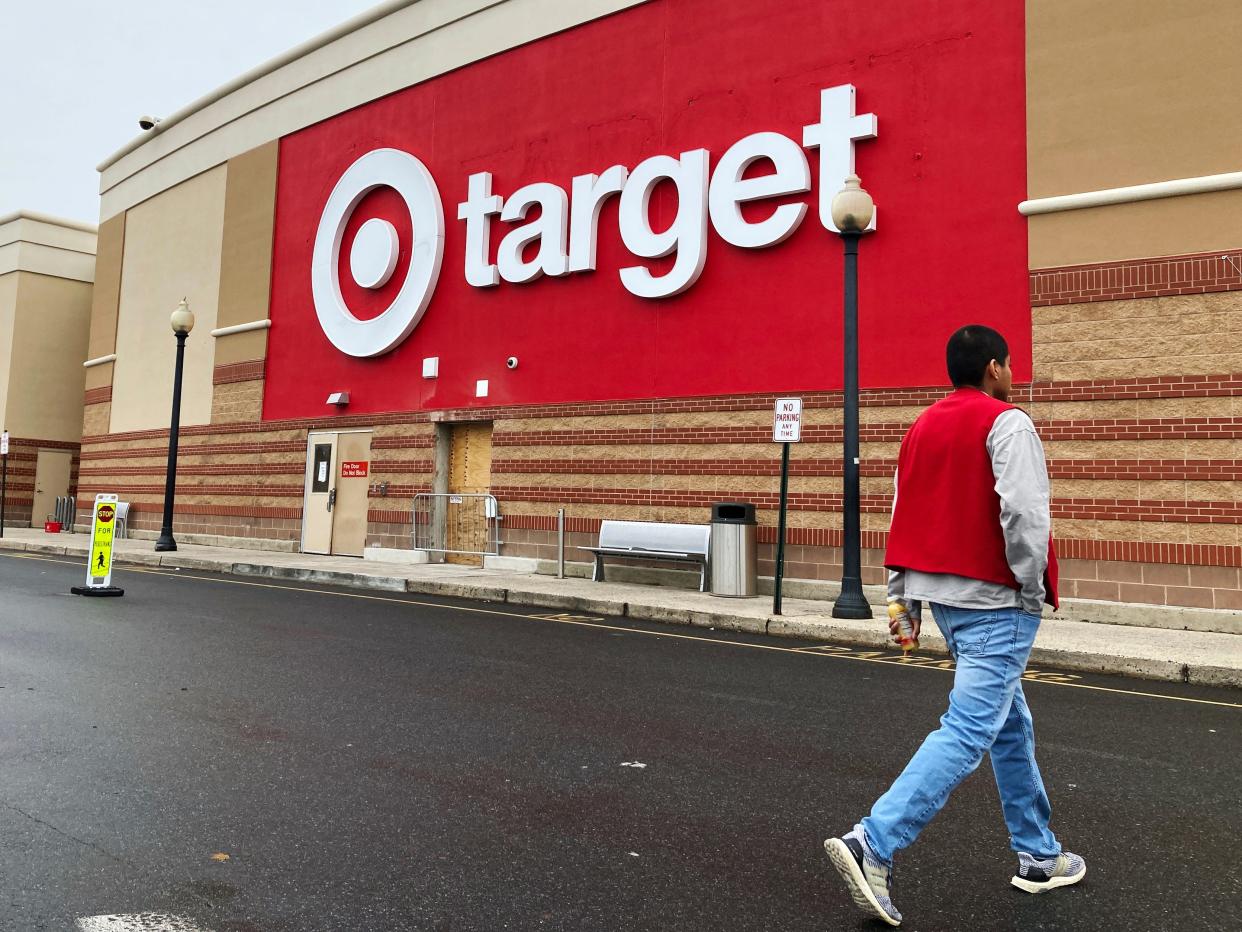 Outside of Target store with employee