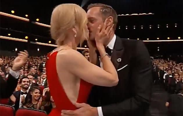 She faced huge backlash for pashing Alex at last year's Emmys. Source: CBS