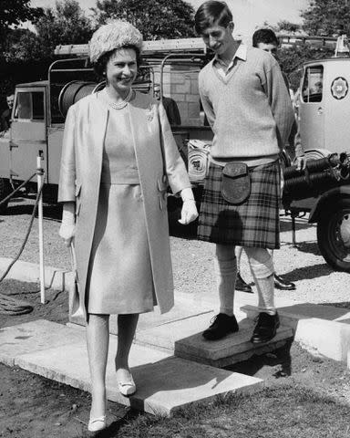 Keystone-FranceGamma-Rapho via Getty Images The late Queen Elizabeth with King Charles at Gordonstoun in 1967