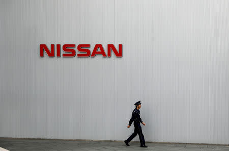 FILE PHOTO: Nissan logo is seen at Nissan Motor Co's global headquarters building in Yokohama, Japan November 22, 2018. REUTERS/Toru Hanai/File Photo