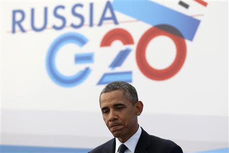 U.S. President Barack Obama speaks to the media during a news conference at the G20 summit in St.Petersburg September 6, 2013. REUTERS/Sergei Karpukhin