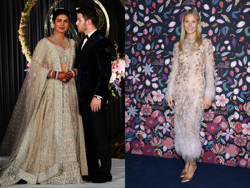 Priyanka Chopra Jonas and Nick Jonas (left), and Gwyneth Paltrow (right).