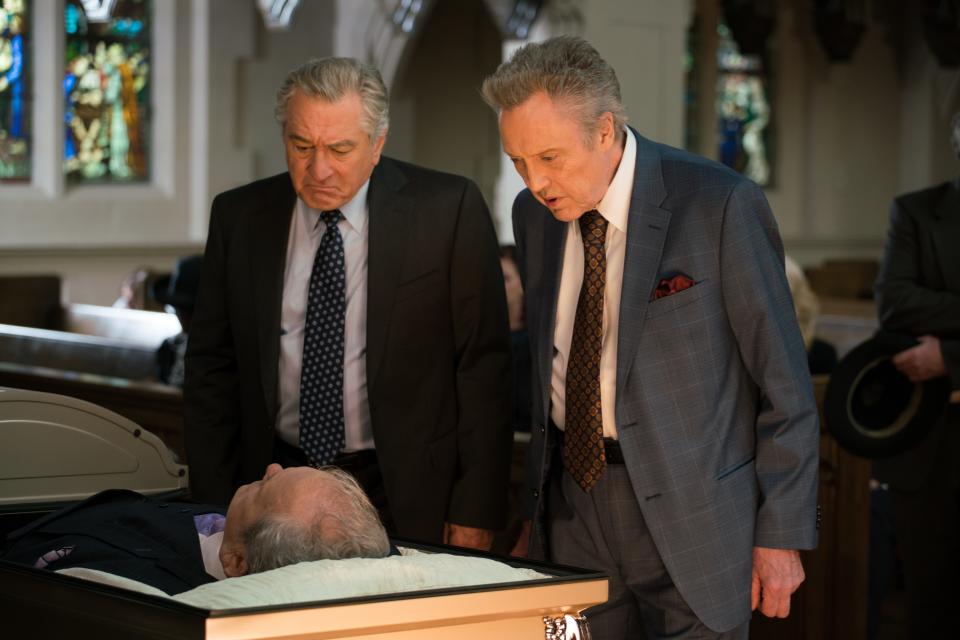 Ed (Robert De Niro) supports his friend Jerry (Christopher Walken) who attends the funeral of his adventure buddy Carl (James Martin Kelly) in "The War With Grandpa."