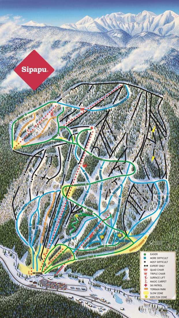 Sipapu Ski and Summer Resort Trail Map. Lift #3 can be found the looker's upper left corner of the map.