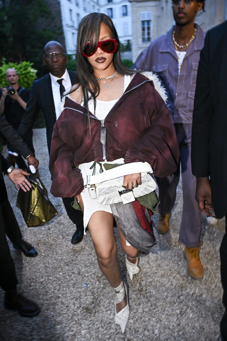 paris, france june 21 editorial use only for non editorial use please seek approval from fashion house rihanna attends the a$ap rocky x american sabotage by awge menswear springsummer 2025 show as part of paris fashion week on june 21, 2024 in paris, france photo by stephane cardinale corbiscorbis via getty images