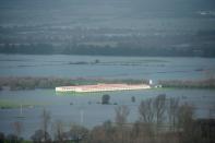 Flooded fields in Xinzo de Limia, north-western Spain, on Friday. (Getty)