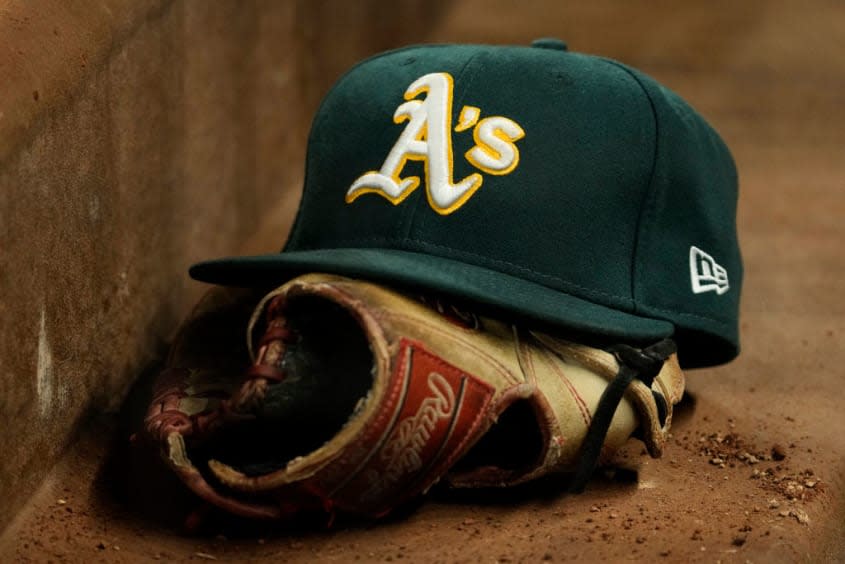 An Oakland Athletics baseball cap. 