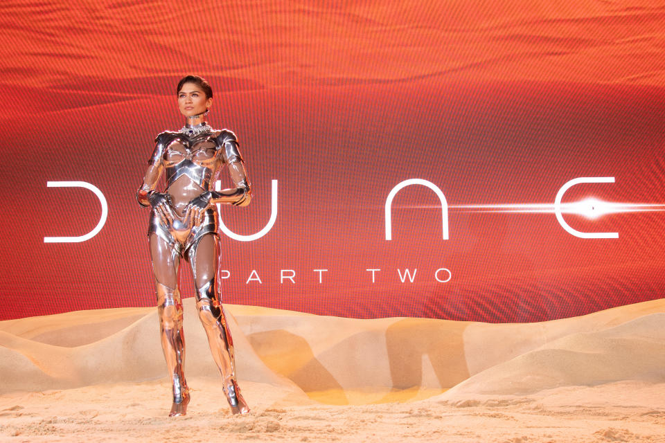 Zendaya on the red carpet in futuristic bot suit