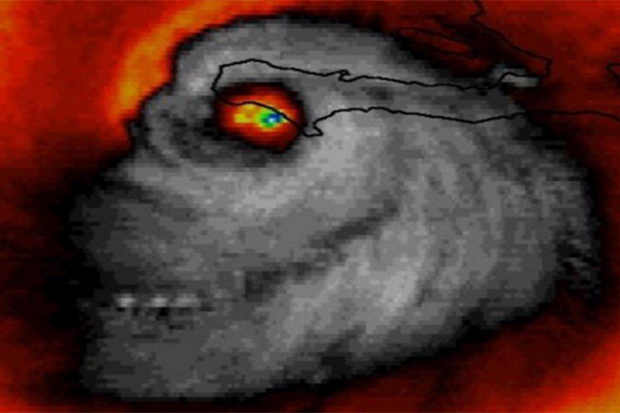 NASA satellite images have the skull shapes Hurricane Matthew on a collision course with Florida.