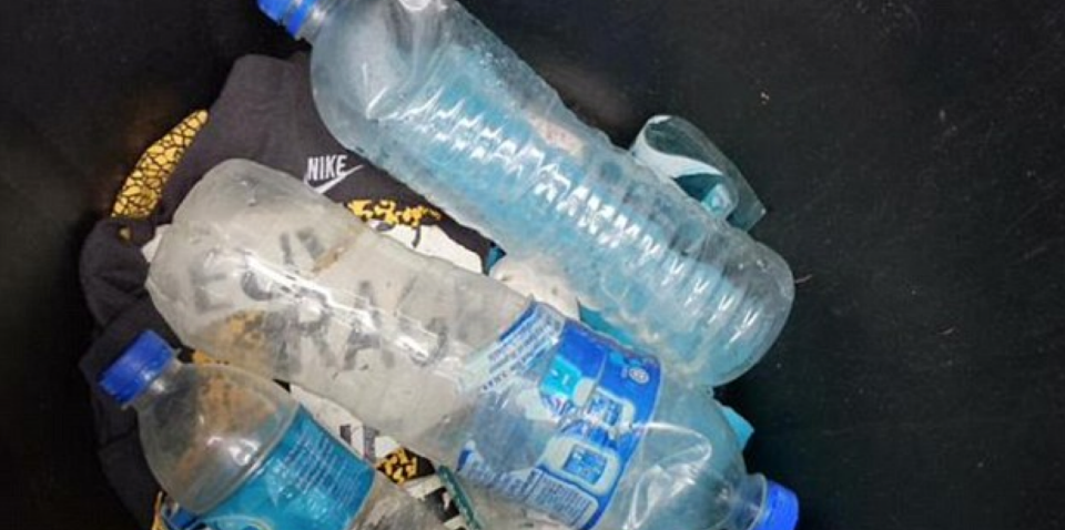 Water bottles with Malaysian and Taiwan labels have also washed up. Photo: Twitter