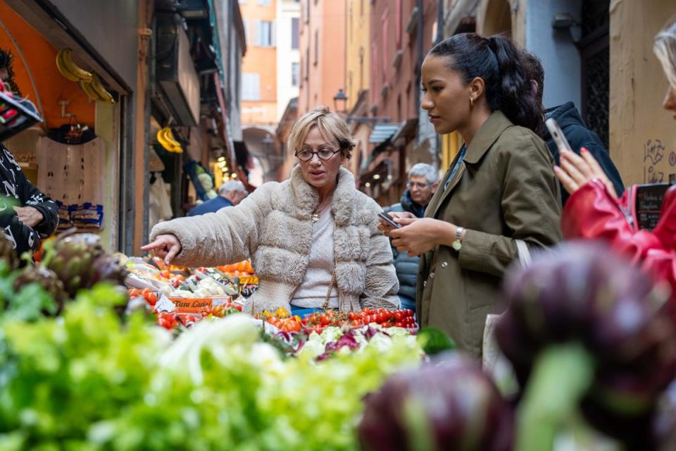 Oriana showing us around Bologna’s markets (Peroni)