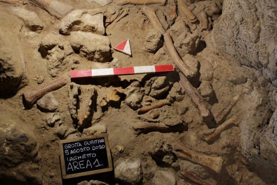 Prehistoric remains at a cave in San Felice Circeo, Italy