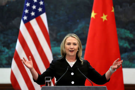 U.S. Secretary of State Hillary Clinton attends a news conference at the Great Hall of the People in Beijing September 5, 2012. REUTERS/Feng Li/Pool/File Photo