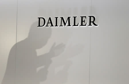 FILE PHOTO: The Daimler is seen during a press conference on the second press day of the Paris auto show, in Paris, France, October 3, 2018. REUTERS/Regis Duvignau/File Photo