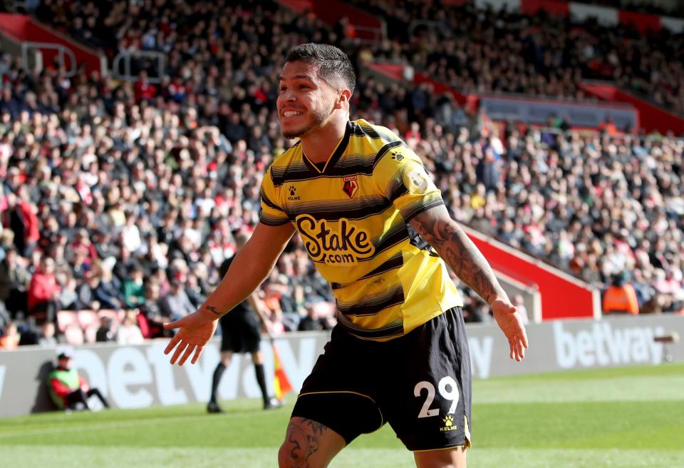 Cucho Hernandez scored five goals in 25 games for Watford in the English Premier League.