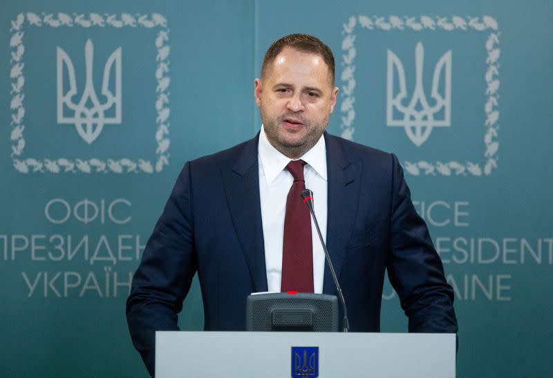FILE PHOTO: Andriy Yermak, Chief of Staff of Ukraine's President, attends a news briefing in Kiev