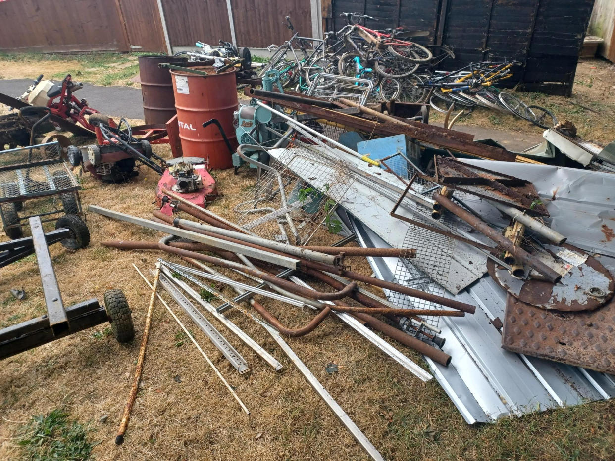 Mark Peto was evicted from his council home after using the garden as a scrapyard. (SWNS)