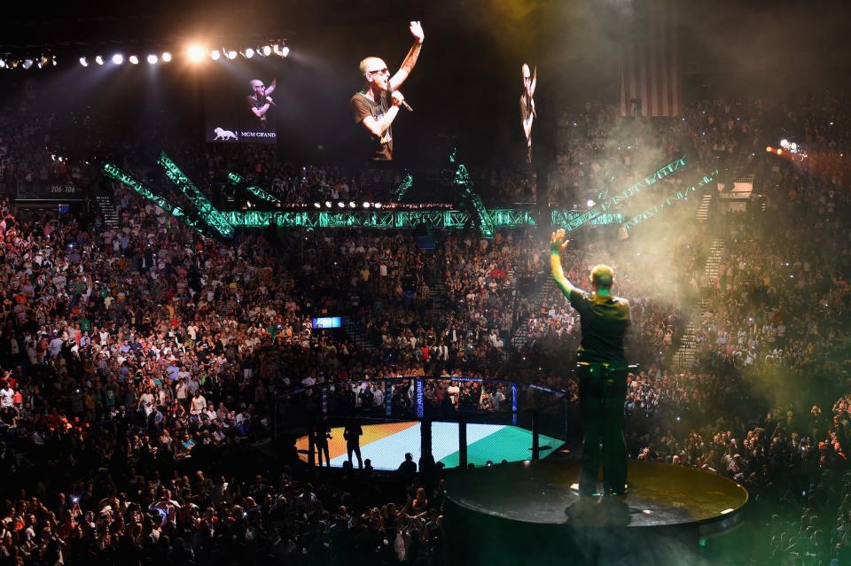 Sinead O'Connor performs before Conor McGregor's fight in 2015.