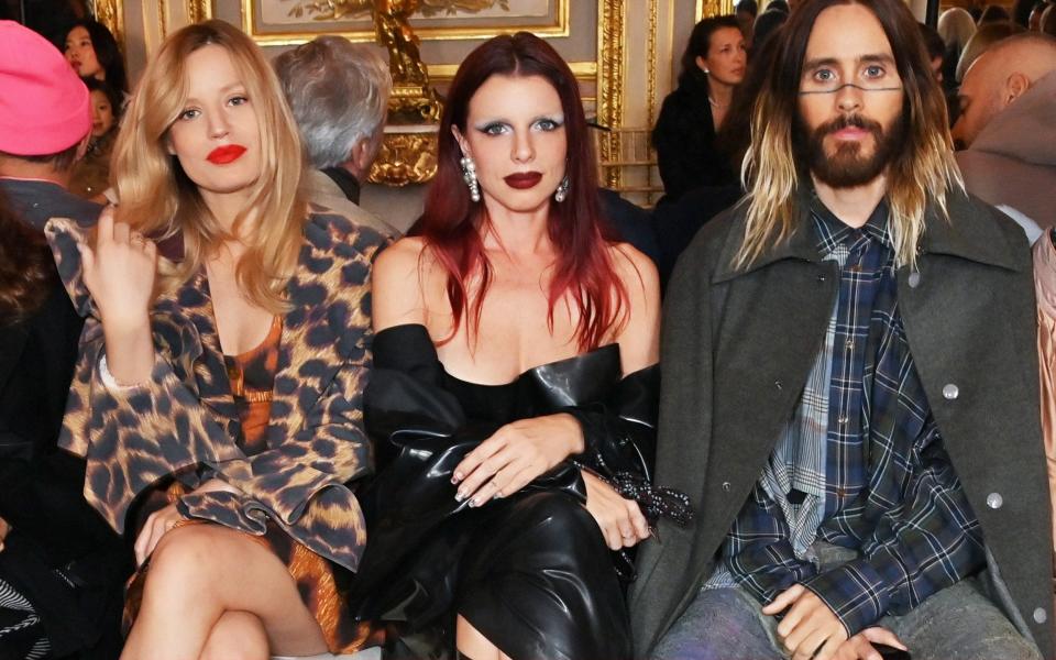 Georgia May Jagger, Julia Fox and Jared Leto on the front row of the Vivienne Westwood Womenswear Fall Winter 2023-2024 Show - Getty