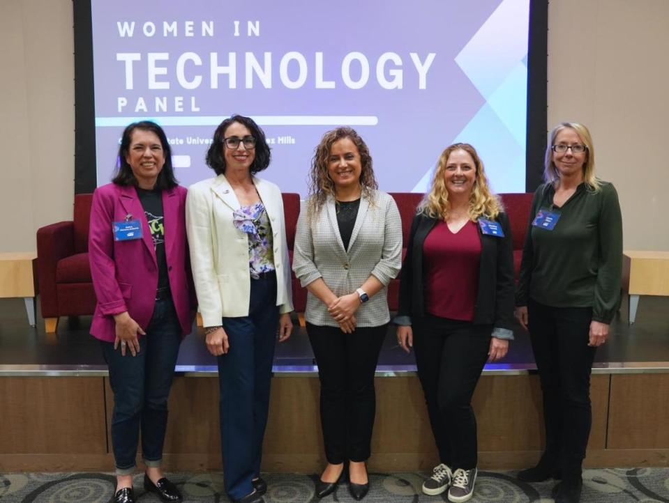 Speakers on AEG and California State University Dominguez Hills' "Women In Technology" Panel.