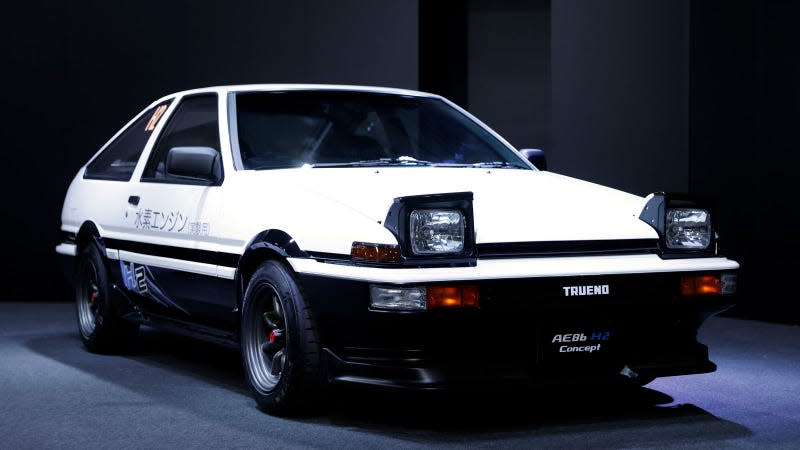 A Toyota Motor Corp. AE86 H2 concept vehicle on display at the Tokyo Auto Salon.