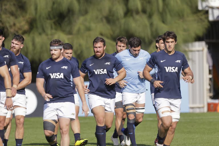 Una imagen de entrenamientos de los Pumas antes del partido con Sudáfrica