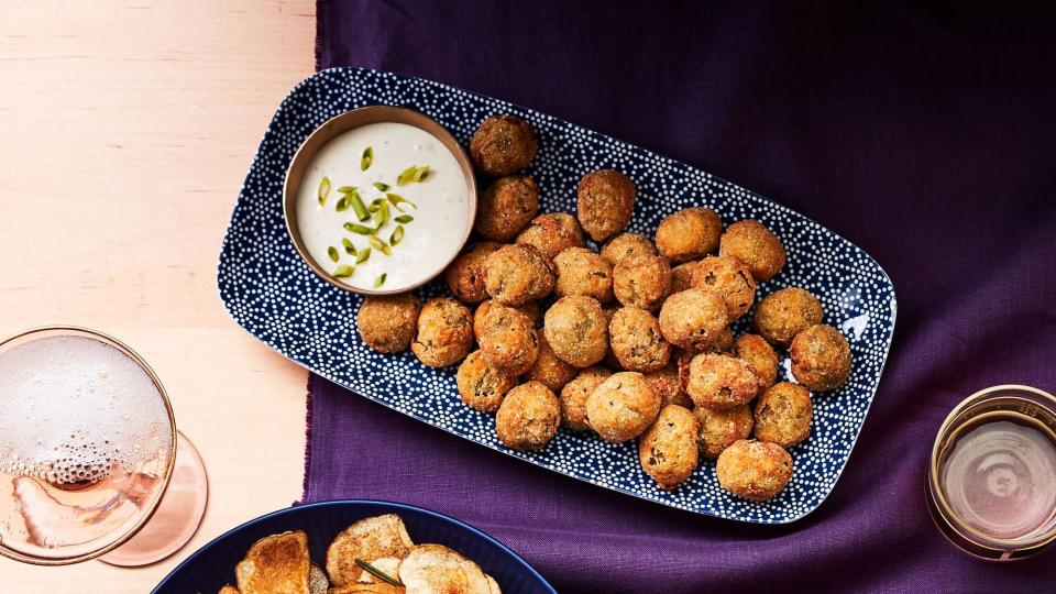 Fried Olives with Blue Cheese Aïoli