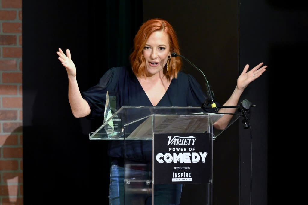 AUSTIN, TEXAS - MARCH 10: Jen Psaki speaks onstage during the Variety Power Of Comedy Presented By Inspire Brands at The Creek and The Cave on March 10, 2023 in Austin, Texas. (Photo by Daniel Boczarski/Variety via Getty Images)