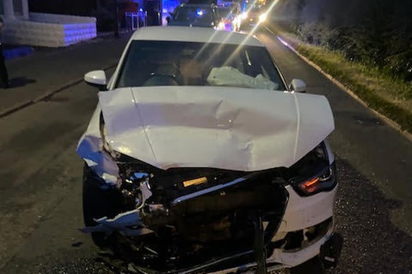 The mangled aftermath of the family car following the crash in Bedworth