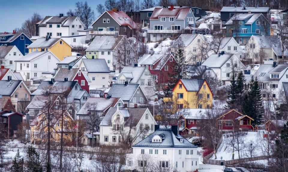 Traditional houses in Narvik, Nordland, Norway.