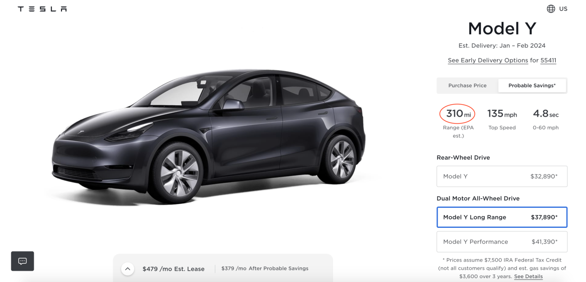 Tesla lowers Model Y range estimates by around 20 miles