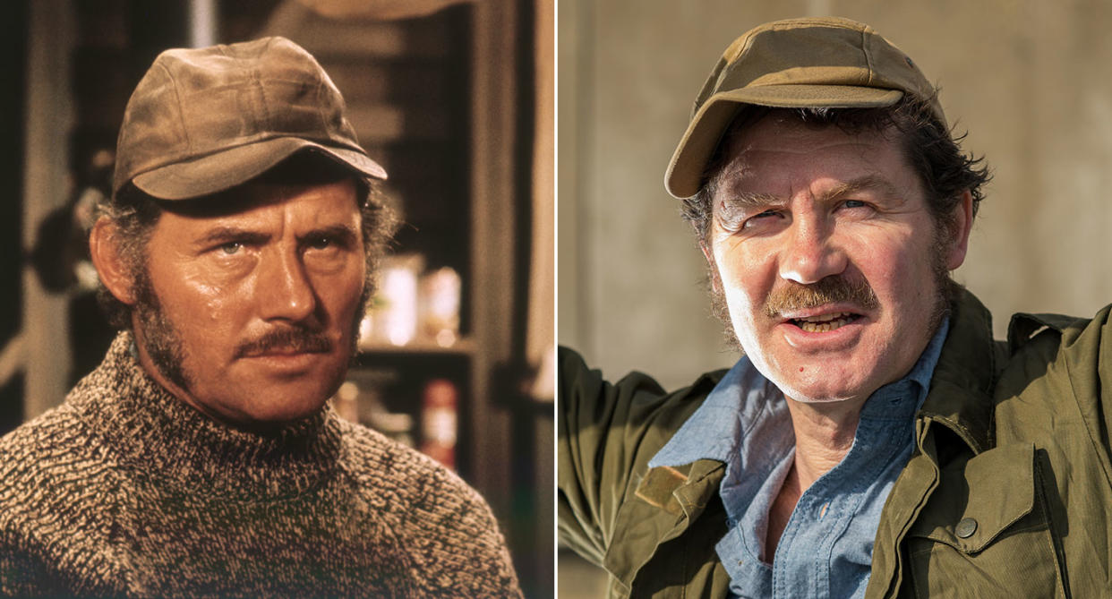 Like father, like son: Robert Shaw (l) in Jaws and Ian Shaw (r) in The Shark Is Broken (Sunset Boulevard/Corbis via Getty Images/Nick Driftwood)