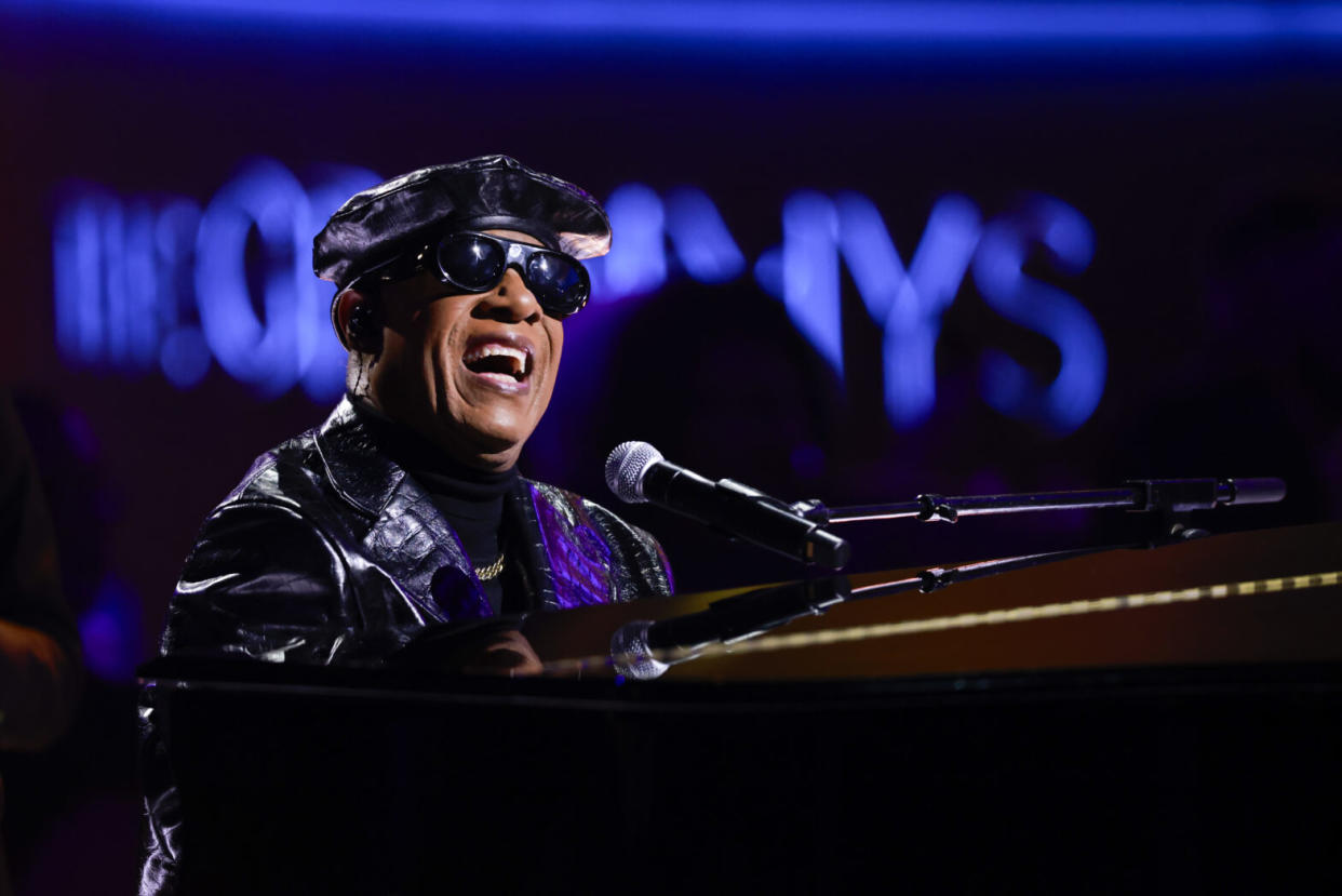 Stevie Wonder performing at The 66th Annual Grammy Awards.
