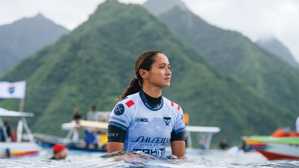 2024 Olympian Vahine Fierro, who first surfed Teahupo’o as a teenager.