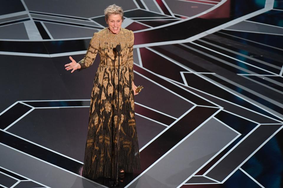 Frances McDormand at the 2018 Oscars (Credit: AP)