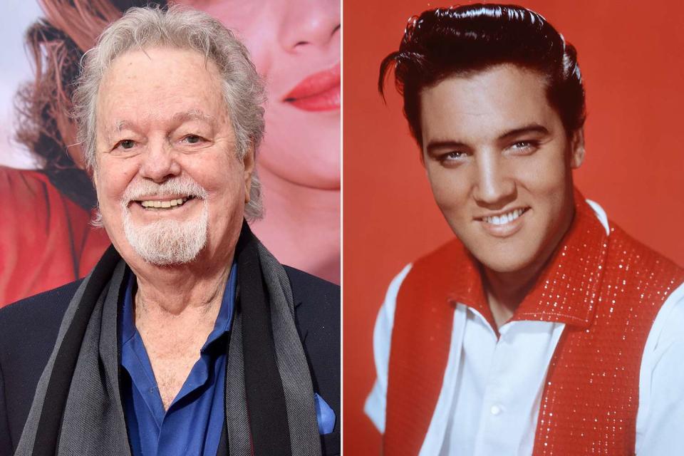 <p>Gregg DeGuire/Getty; Sunset Boulevard/Corbis via Getty</p> Russ Tamblyn in 2023 (L); Elvis Presley circa 1958