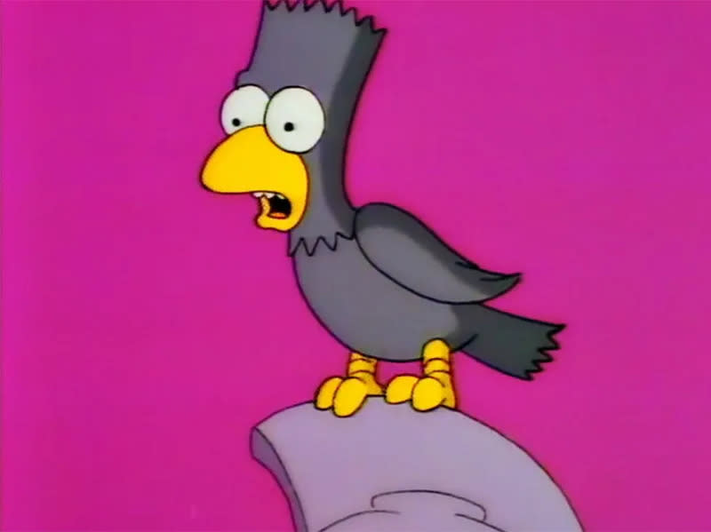 Bart as Edgar Allan Poe's Raven in the original 