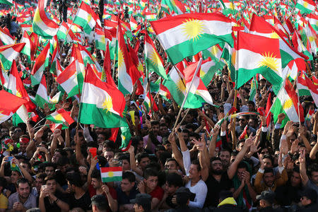 Kurds celebrate to show their support for the upcoming September 25th independence referendum in Erbil, Iraq September 22, 2017. REUTERS/Ahmed Jadallah