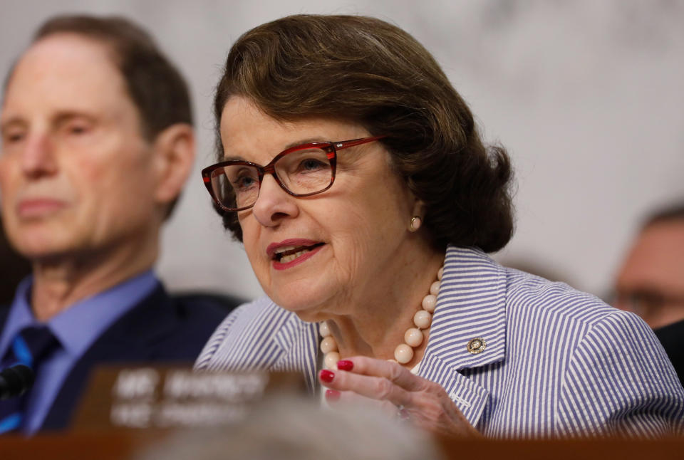 Sen. Dianne Feinstein (D-Calif.) asks questions of the&nbsp;former FBI director.