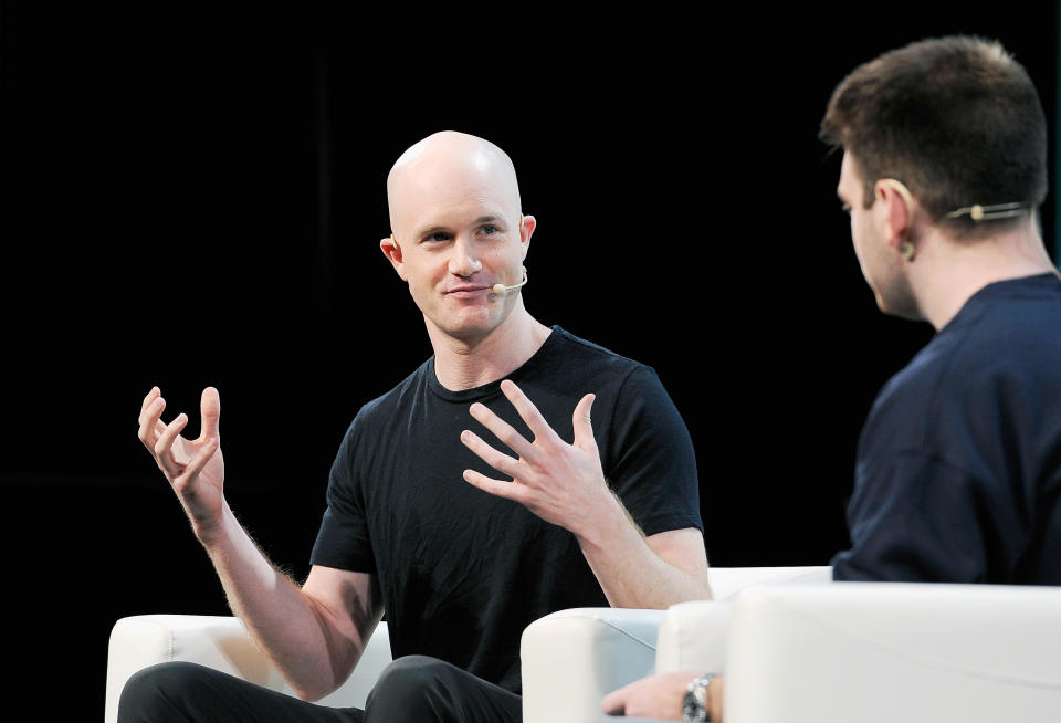 SAN FRANCISCO, CA - SEPTEMBER 07:  Coinbase Co-founder and CEO Brian Armstrong speaks onstage during Day 3 of TechCrunch Disrupt SF 2018 at Moscone Center on September 7, 2018 in San Francisco, California.  (Photo by Steve Jennings/Getty Images for TechCrunch)