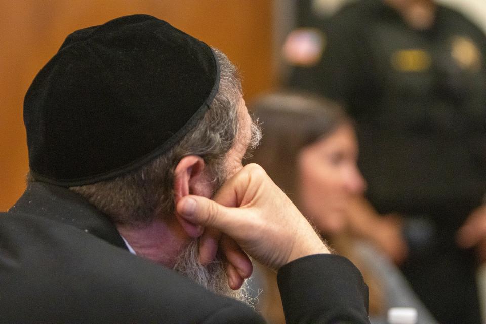 Rabbi Osher Eisemann appears before Superior Court Judge Joseph Paone during a motion for a new trial at Middlesex County Courthouse in New Brunswick, NJ Friday, July 8, 2022. 