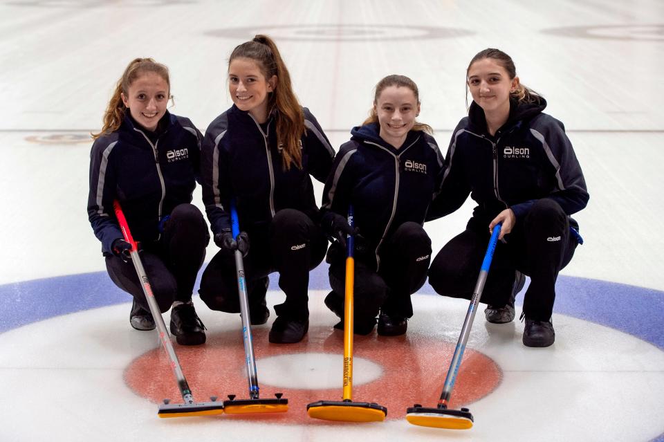 Team Pekowitz will compete in this week's U21 U.S. Junior Curling National Championships this week at Broomstones Curling Club in wayland. From left are Julia Pekowitz, Addison Neill, Kailey Price and Alexa Pekowitz.